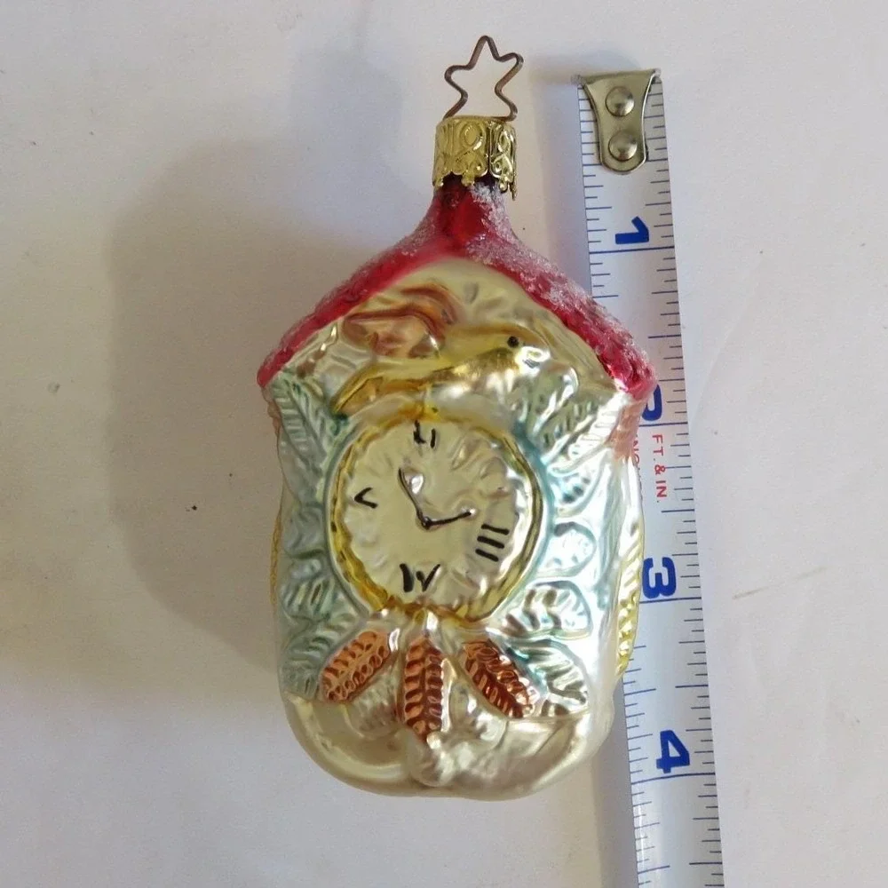 Inge Glas‎ Black Forest Cuckoo Clock Glass Christmas Ornament West Germany